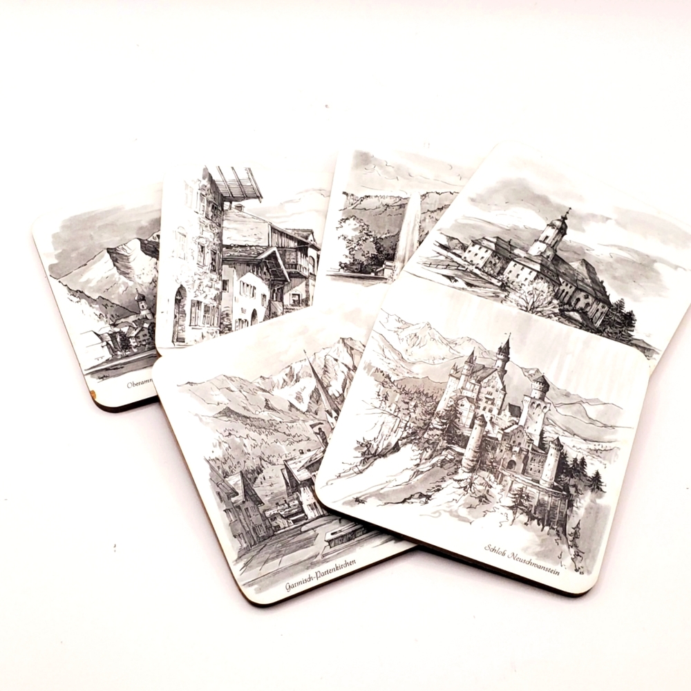 Vintage 6 Schuberth Tamat-Serie Melamin Qualitat Coasters, Made In W. Germany